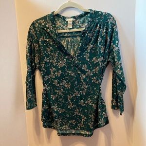 Green Floral Print Blouse